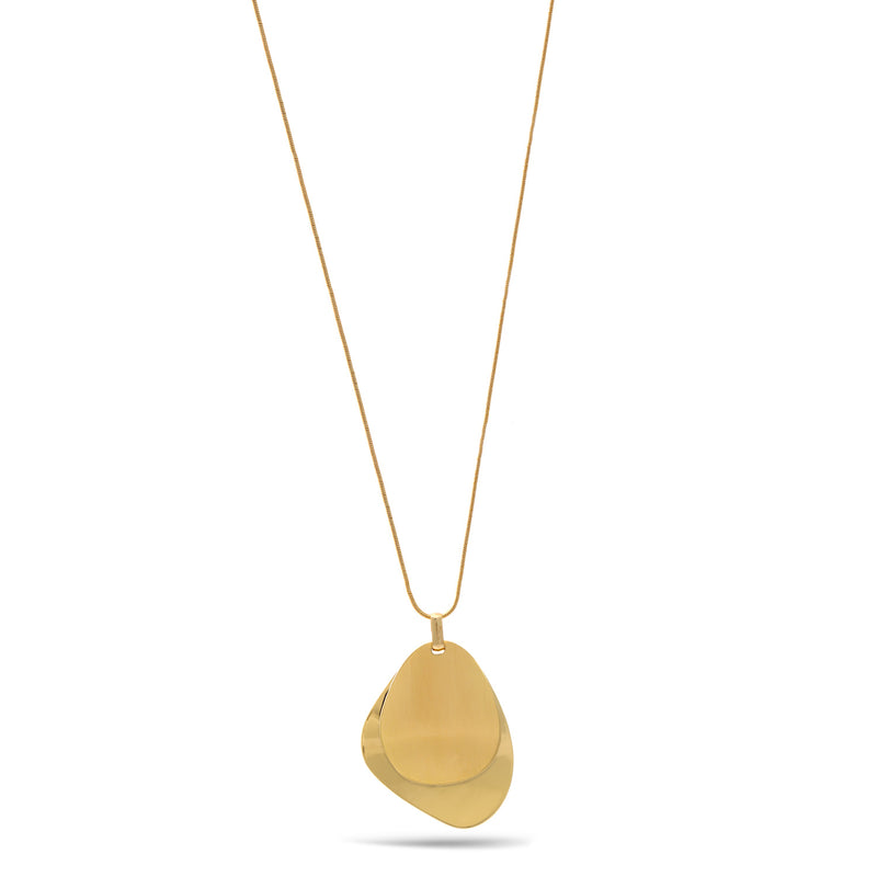 Gold Shine And Matte Finished Pendant Adjustable Length Chain Long Necklace