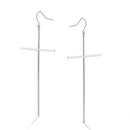 Rhodium Cross Drop Earrings