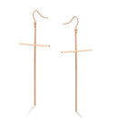  Rose Gold Cross Drop Earrings