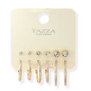 Pair Of 6 Crystal And Silver Sanded Glitter Gold Post Earrings