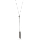 Rhodium Crystal Heart Pendant With Tassel Necklace