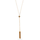 Gold Crystal Heart Pendant With Tassel Necklace
