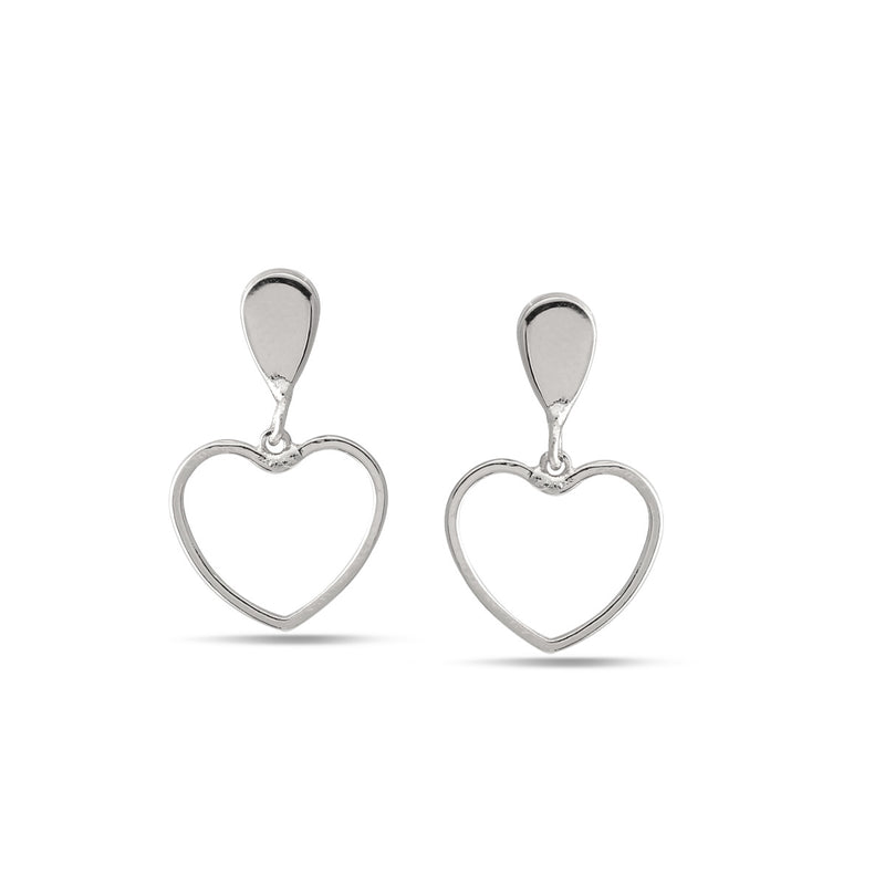 Silver Heart Drop Post Earrings