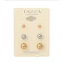 Tri-Tone 10 Mm 8 Mm And 5 Mm Pair Of 3 Post Earrings