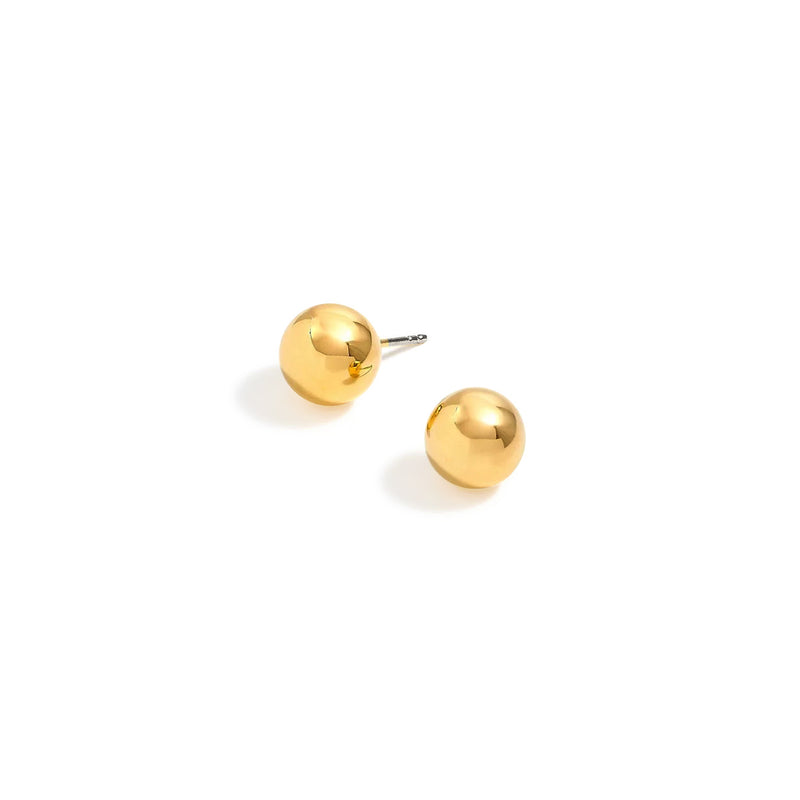 Gold Round 8 Mm Stud Earrings