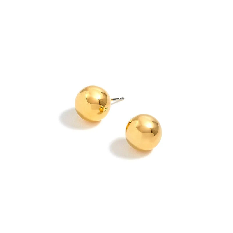 Gold Round 12 Mm Stud Earrings