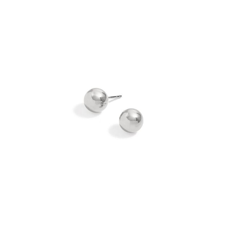 Rhodium Round 6 Mm Stud Earrings