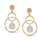 Matte Finished Gold And Silver Circle Drop Post Earrings