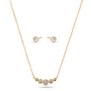 Gold Crystal Small Pendant Adjustable Length Chain Necklace And Crystal Earrings Set