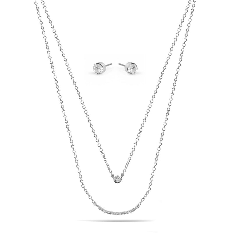 CRYSTAL BAR SMALL PENDANT NECKLACE AND EARRINGS SET