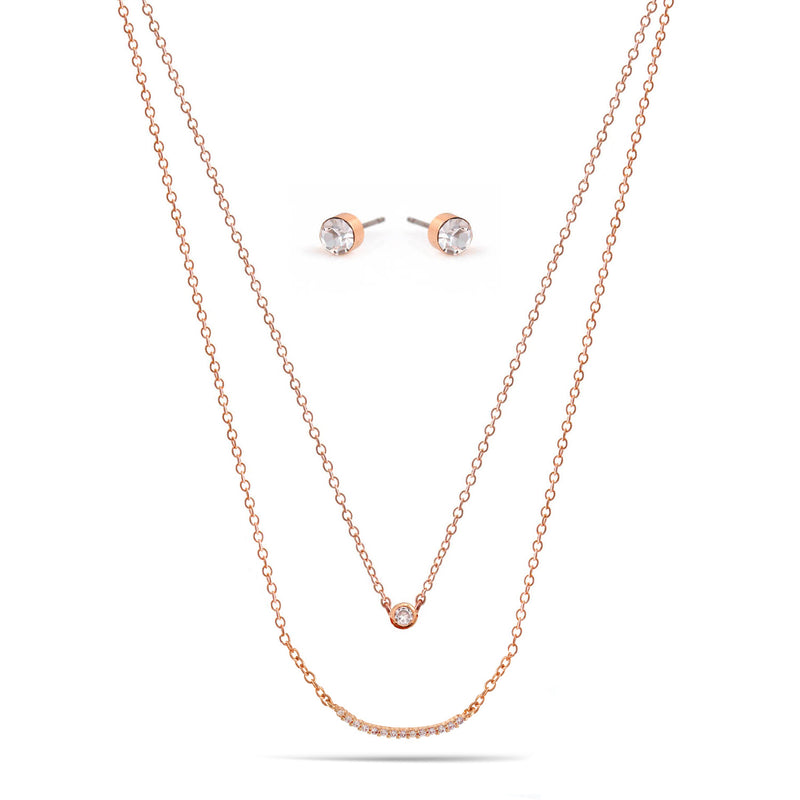 CRYSTAL BAR SMALL PENDANT NECKLACE AND EARRINGS SET