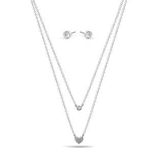 SMALL HEART PENDANT CRYSTAL  NECKLACE AND EARRINGS SET