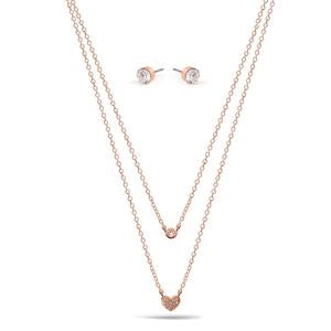 SMALL HEART PENDANT CRYSTAL  NECKLACE AND EARRINGS SET