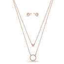 SMALL CIRCLE TWO ROW CRYSTAL NECKLACE AND EARRINGS SET