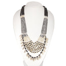 Cream And Brown Beads Cowrie Shell Adjustable Length Silver Statement Indian Necklace