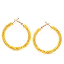 Yellow Seed Bead Wrapped Round Hoop Post Earrings