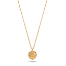 Gold 0.5" Inch  Round Tree Pendant Adjustable Length Gold Chain Necklace