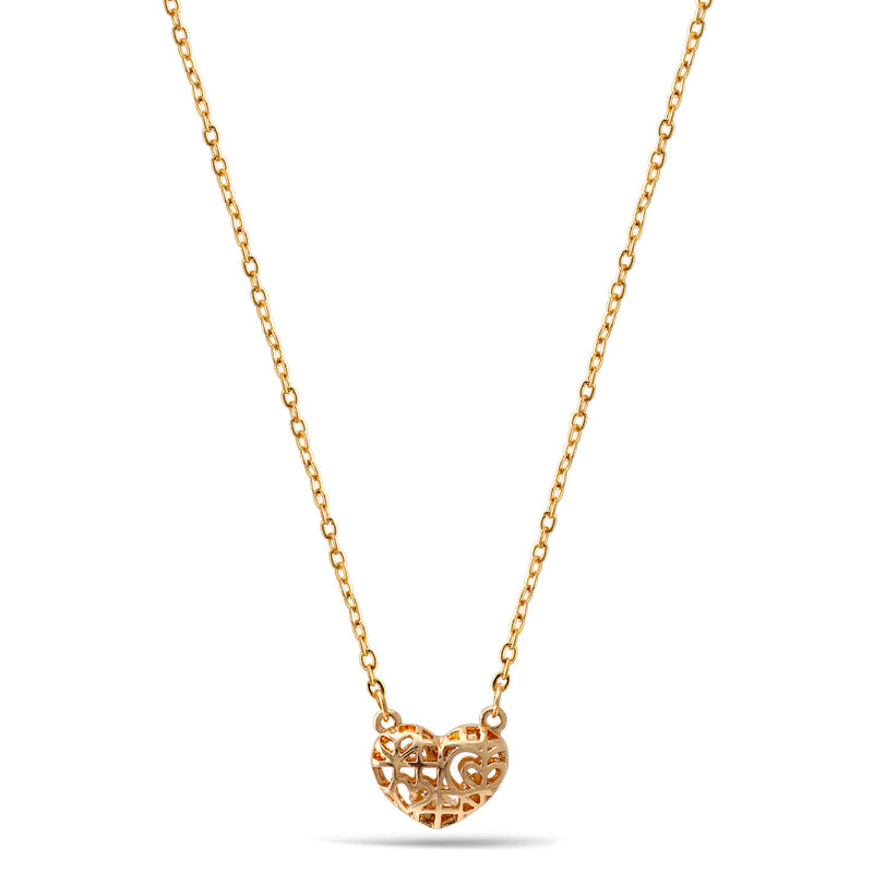 Gold Heart Small Pendant Adjustable Length Chain Necklace