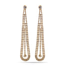 Gold Rhinestone Crystal Tassel Long Earrings