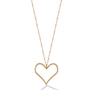 Matte Gold Heart Pendant Adjustable Length Chain Long Necklace