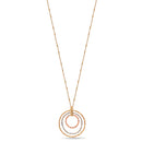 Tri Tone Round Pendant Adjustable Length Chain Long Necklace