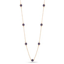 Gold Navy Round Epoxy Adjustable Length Long Necklace