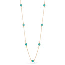 Gold Turquoise Round Epoxy Adjustable Length Long Necklace