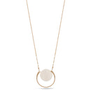 Gold Mother Of Pearl Round Pendant Adjustable Length Chain Long Necklace