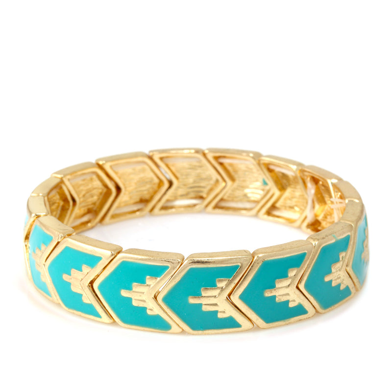 Gold Turquoise Epoxy Stretch Bracelet