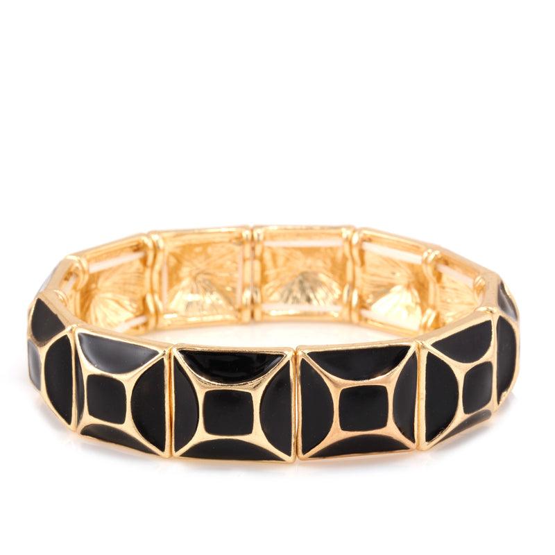 Gold Black Epoxy  Stretch Bracelet