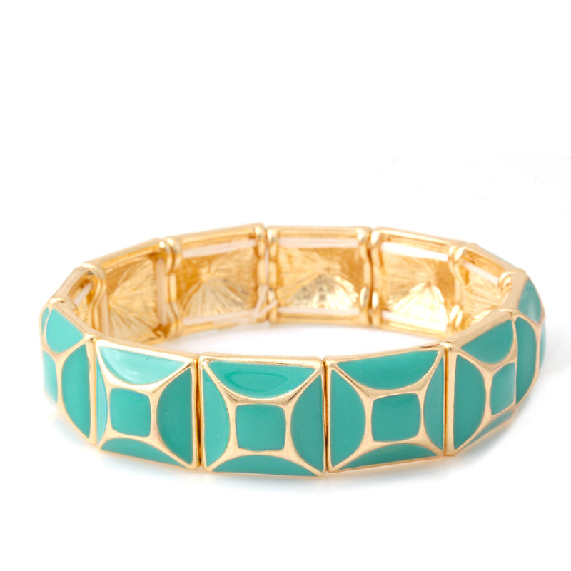 Gold Turquoise Epoxy  Stretch Bracelet