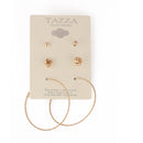 GOLD 3 PAIR POST EARRINGS