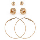 GOLD 3 PAIR POST EARRINGS