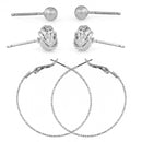 SILVER 3 PAIR POST EARRINGS