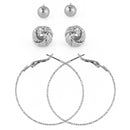 SILVER 3 PAIR POST EARRINGS