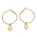 GOLD HAMSA CHARM EARRINGS