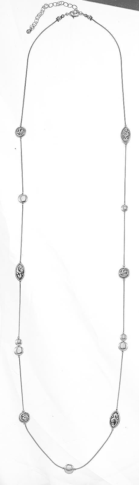 HNN90140 Long round and oval shape beaded necklace (IH9)