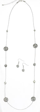 HNN+E90143 Long filigree beaded necklace and earring set (SH13)