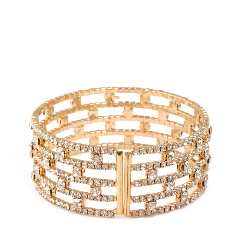 GOLD CRYSTAL COIL MEMORY WIRE BRACELET SWY-18156G(KNG4)