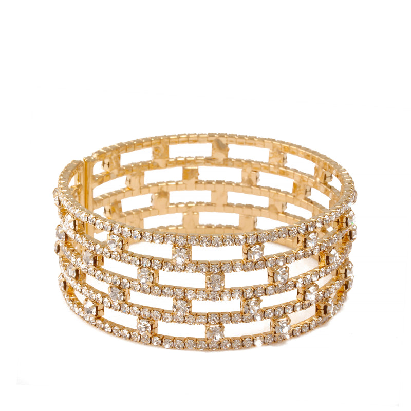 GOLD CRYSTAL COIL MEMORY WIRE BRACELET SWY-18156G(KNG4)