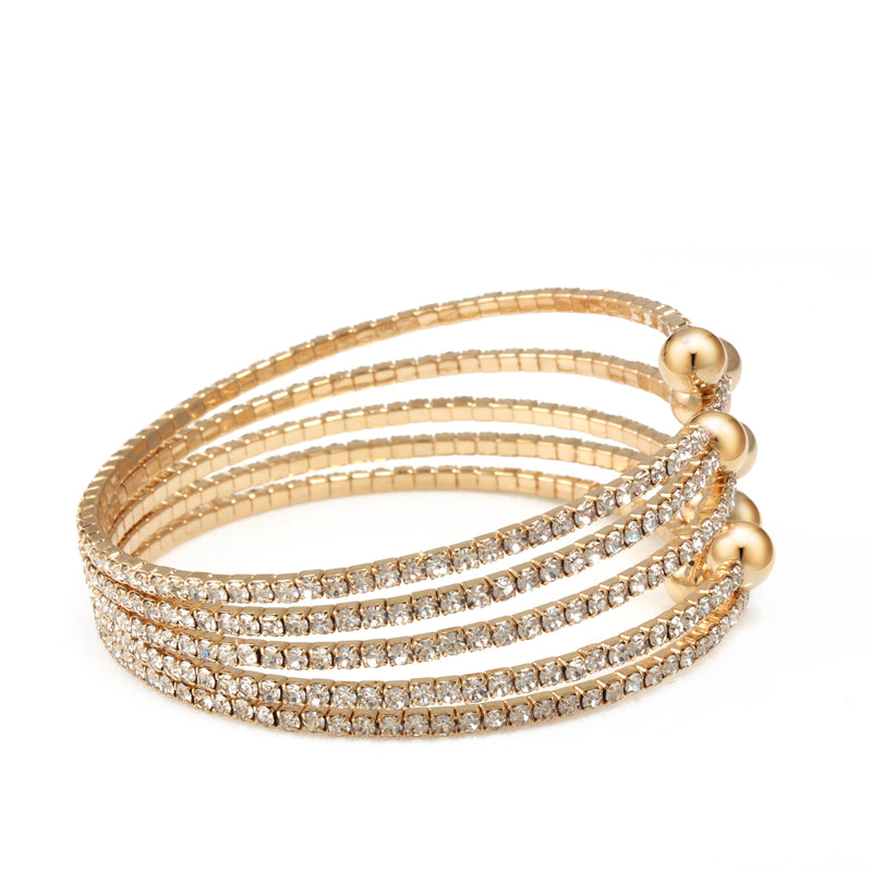 GOLD CRYSTAL COIL MEMORY WIRE BRACELET SWY-18160G(KNE2)