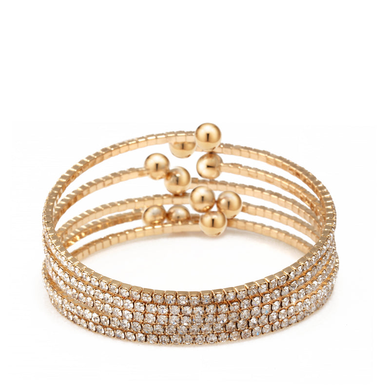 GOLD CRYSTAL COIL MEMORY WIRE BRACELET SWY-18160G(KNE2)