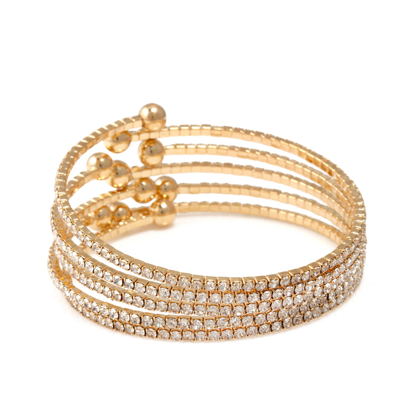 GOLD CRYSTAL COIL MEMORY WIRE BRACELET SWY-18160G(KNE2)