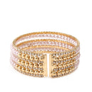 GOLD CRYSTAL AND PEARL COIL MEMORY WIRE BRACELET SWY-18163G (KNC3)
