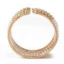 GOLD CRYSTAL AND PEARL COIL MEMORY WIRE BRACELET SWY-18163G (KNC3)