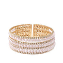 GOLD CRYSTAL AND PEARL COIL MEMORY WIRE BRACELET SWY-18163G (KNC3)