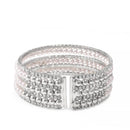 SILVER CRYSTAL AND PEARL COIL MEMORY WIRE BRACELET SWY-18163S (KNC3)