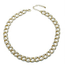 GOLD PAVE CRYSTAL FLAT CURB CHAIN  STATEMENT NECKLACE