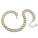 GOLD PAVE CRYSTAL FLAT CURB CHAIN  STATEMENT NECKLACE