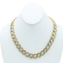 GOLD PAVE CRYSTAL FLAT CURB CHAIN  STATEMENT NECKLACE